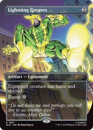 lightning greaves villain mtg spider man card secret lair