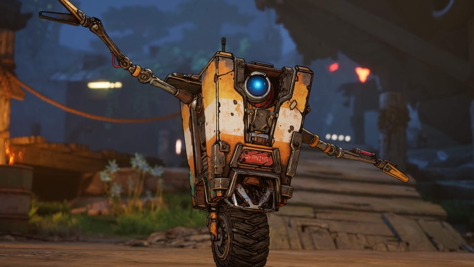 Claptrap with his arms outstretched in Borderlands 4