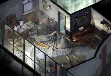 Harry Du Bois clutching his head in a hotel room in the ZA/UM game Disco Elysium