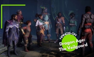 All of the Dragon Age: The Veilguard companions standing in a row.