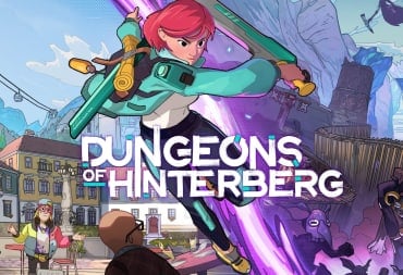 A spread-shot cover of Dungeons of Hinterberg, showcasing the protagonist Luisa poised for battle against a backdrop of Hinterberg's citizens and Hinterberg's monsters.