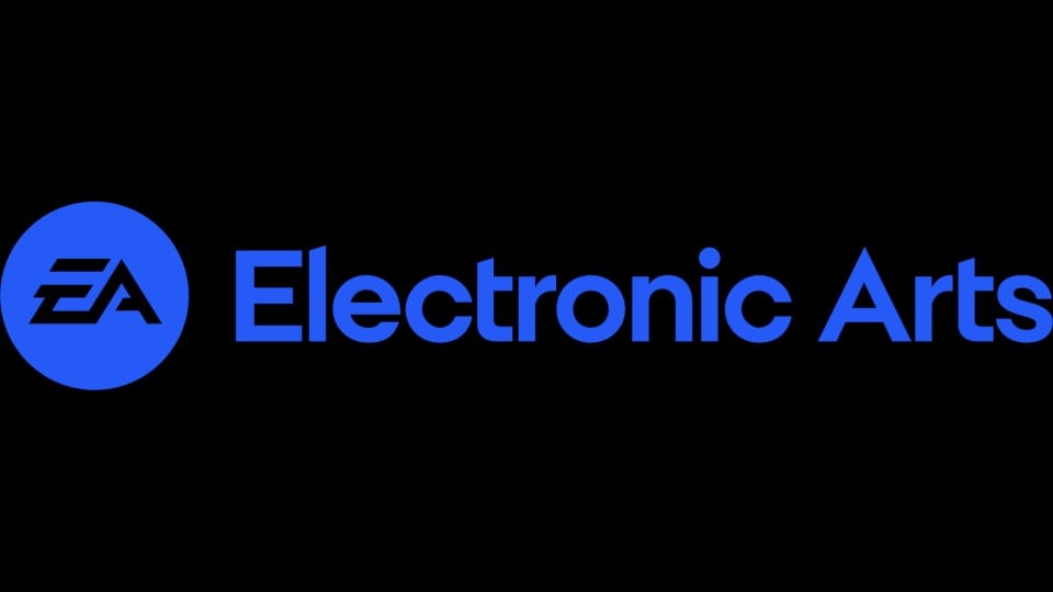 Electronic Arts logo in blue on black