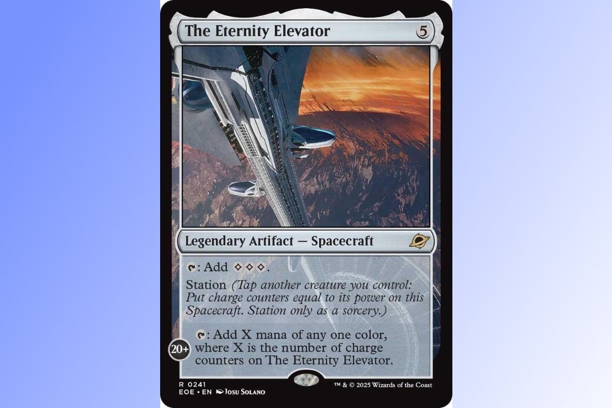 An image from our Edge of Eternities Spaceship interview featuring the eternity elevator