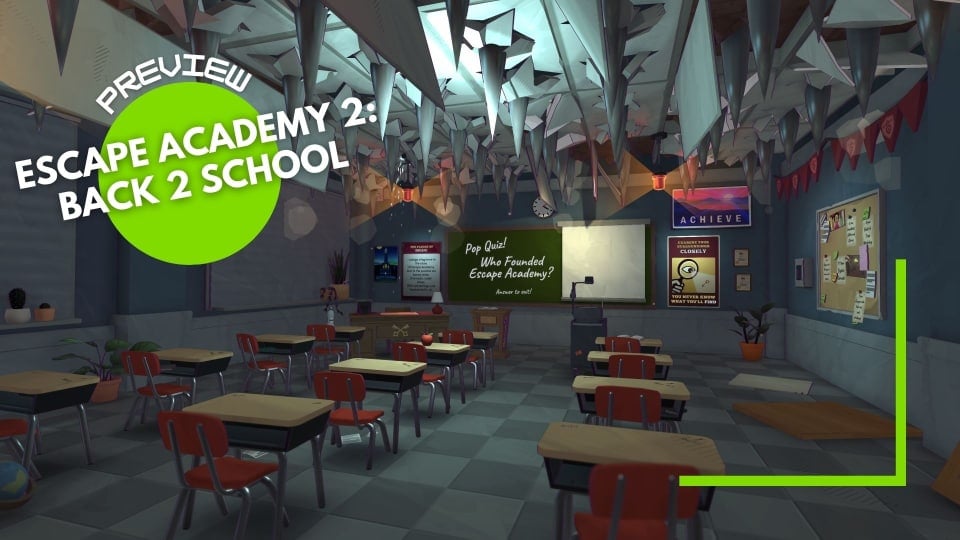 A classroom with spikes poking out of the cieling.