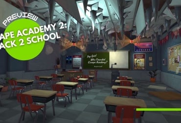 A classroom with spikes poking out of the cieling.