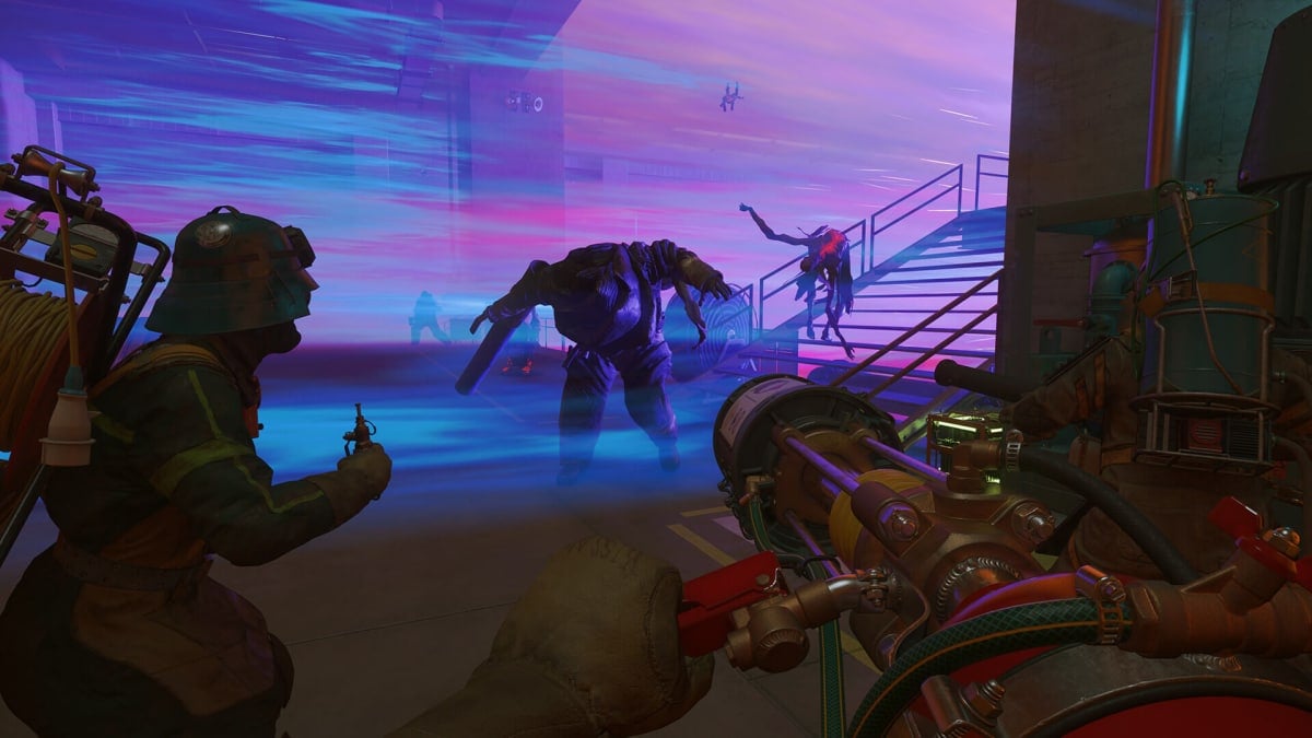 The player aiming a heavy weapon at a monster in FBC: Firebreak
