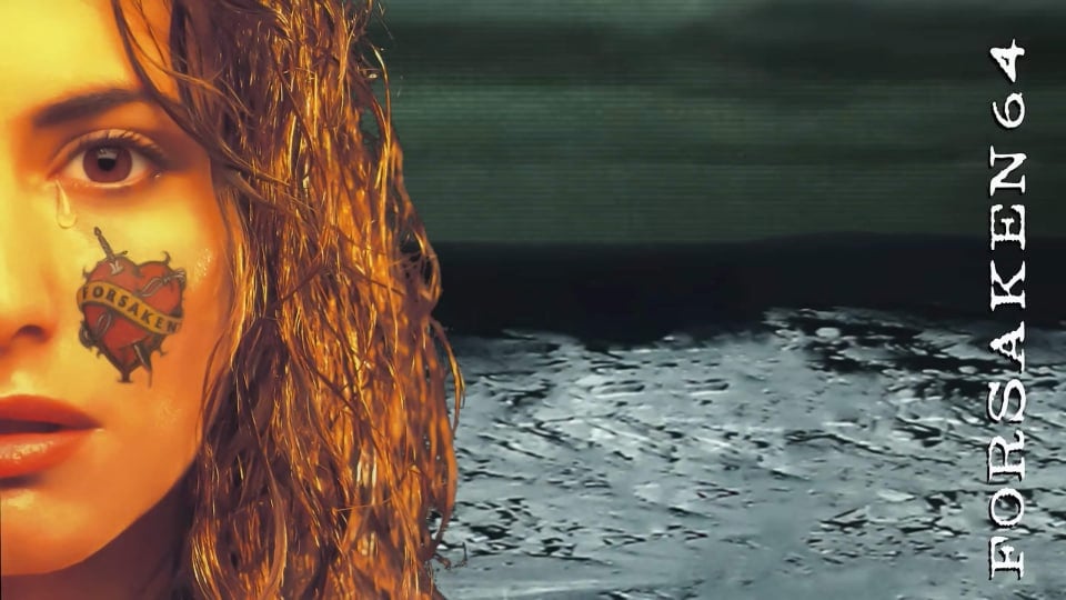 Artwork for Forsaken 64 (now on Nintendo Switch Online), which shows a woman with a heart tattoo on her cheek crying and the game's logo