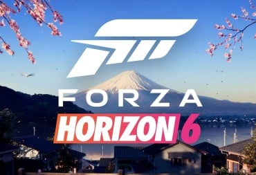 The logo for Forza Horizon 6 against the backdrop of what is probably Mount Fuji