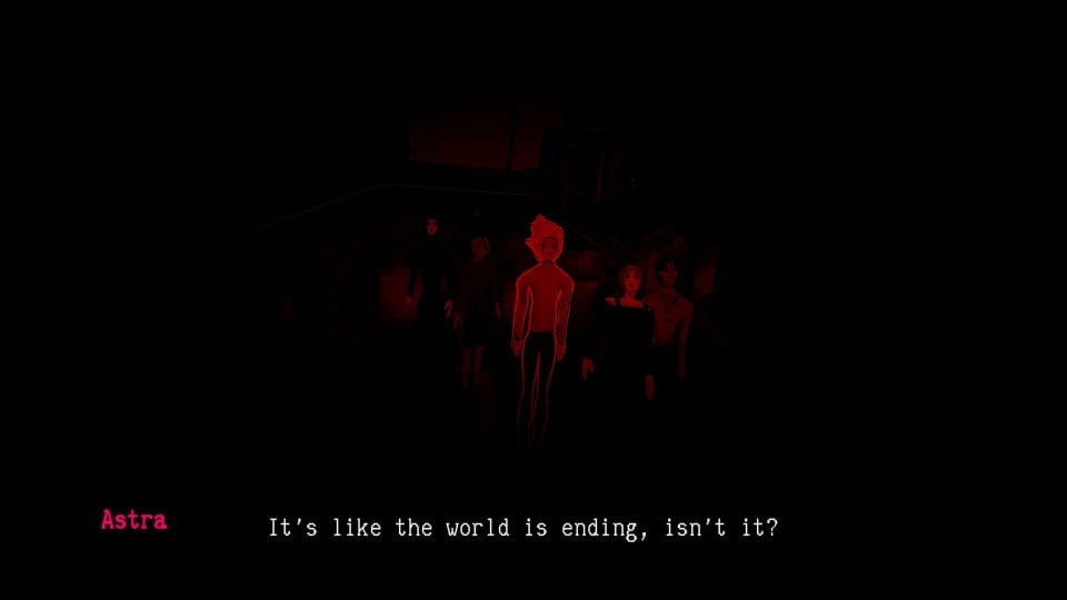 An in-game screenshot of HITM3, showcasing the characters in a dark environment during an earthquake.