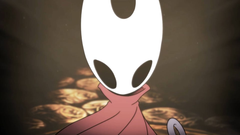 A close-up of Hollow Knight: Silksong protagonist Hornet's face