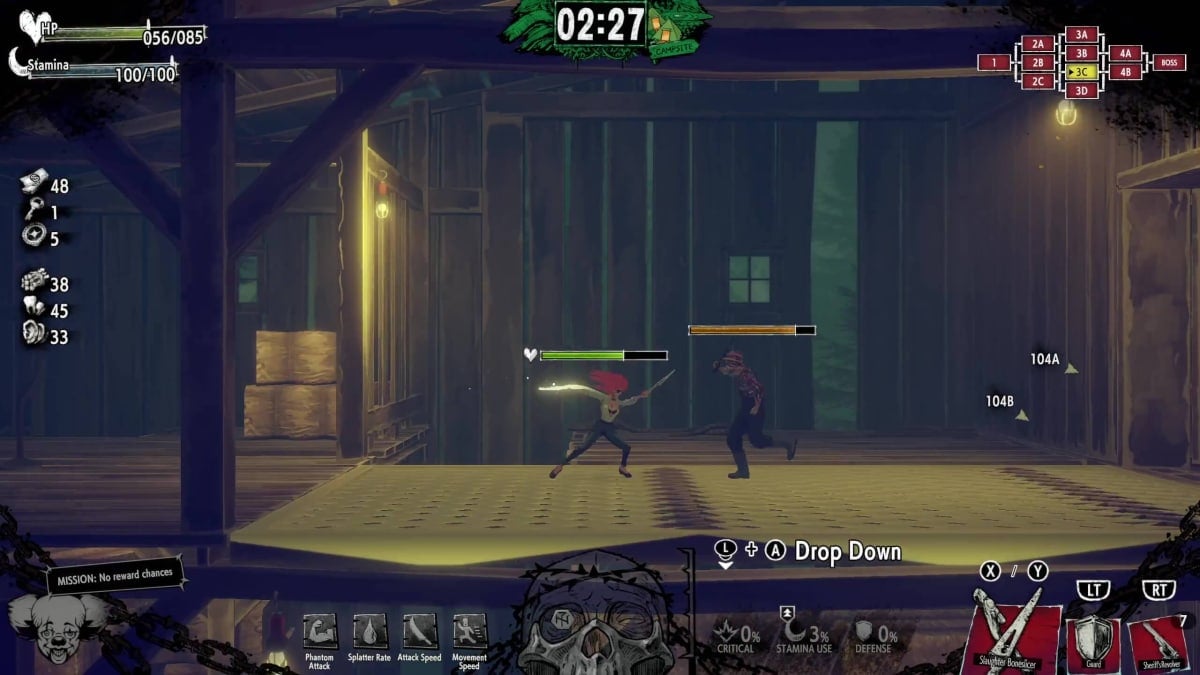 Justine slashing at an enemy in Hotel Barcelona