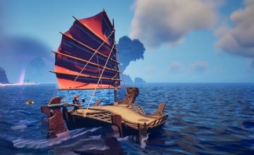 Piloting the Carved Trimaran Boat on the Ocean in Voyagers of Nera