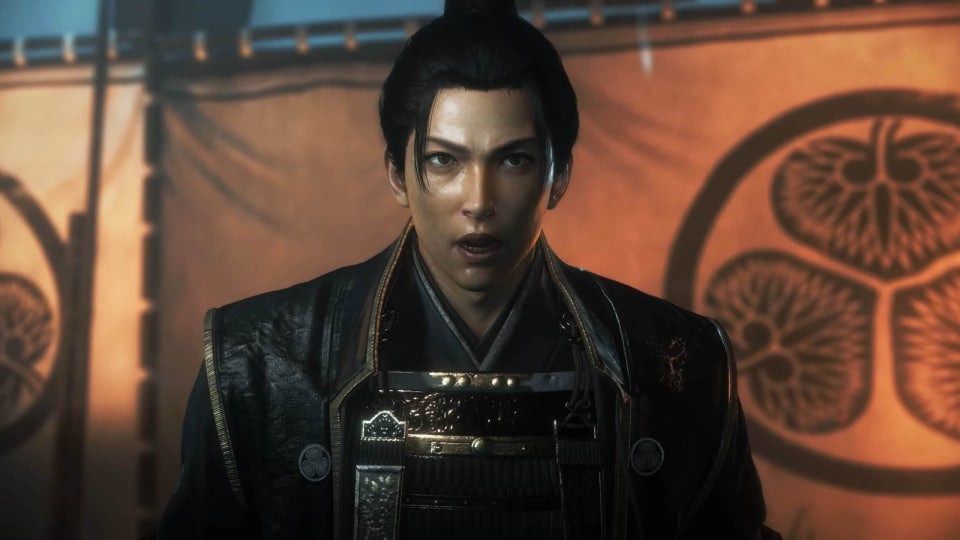 A close-up of a character's face and upper body in Nioh 3