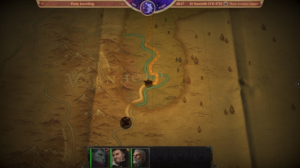 Map while travelling in Pathfinder Kingmaker