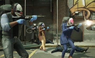 Heisters firing machine guns offscreen in Starbreeze's Payday 3