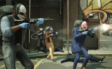 Heisters firing machine guns offscreen in Starbreeze's Payday 3