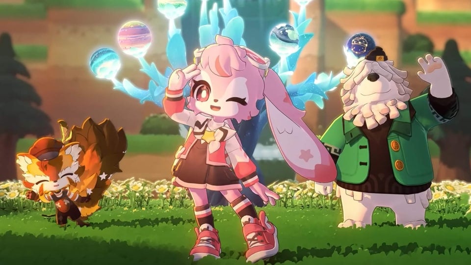 Three cute-looking anthropomorphic animal characters lined up in HoYoverse's Petit Planet