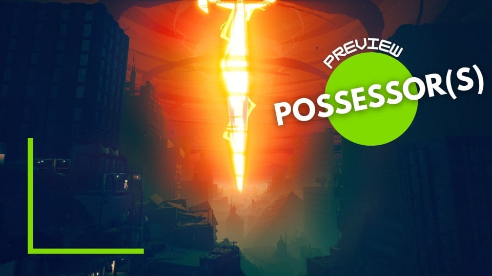 A large rift in the middle of the screen opened in the sky among a cityscape.