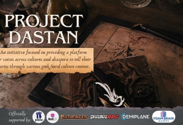 Promotional image for the backerkit campaign of Project Dastan, featuring a set of fantasy maps on an office desk.