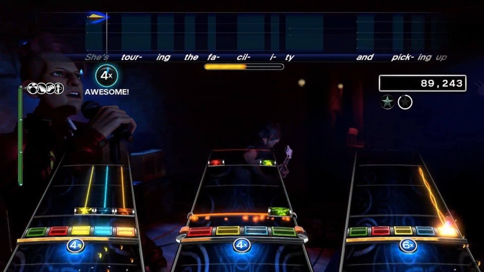 Players playing a song together in Rock Band 4