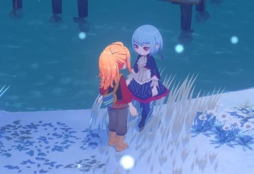 Talking to June next to the river in winter.