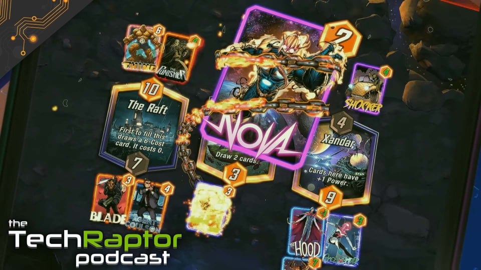 Image of Marvel Snap with TechRaptor Podcast Overlaid