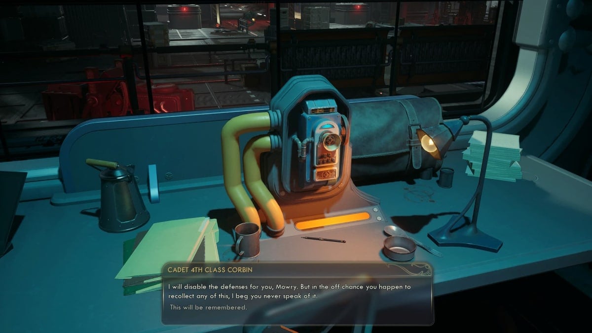 NPC remember dialogue option in The Outer Worlds 2 opening mission