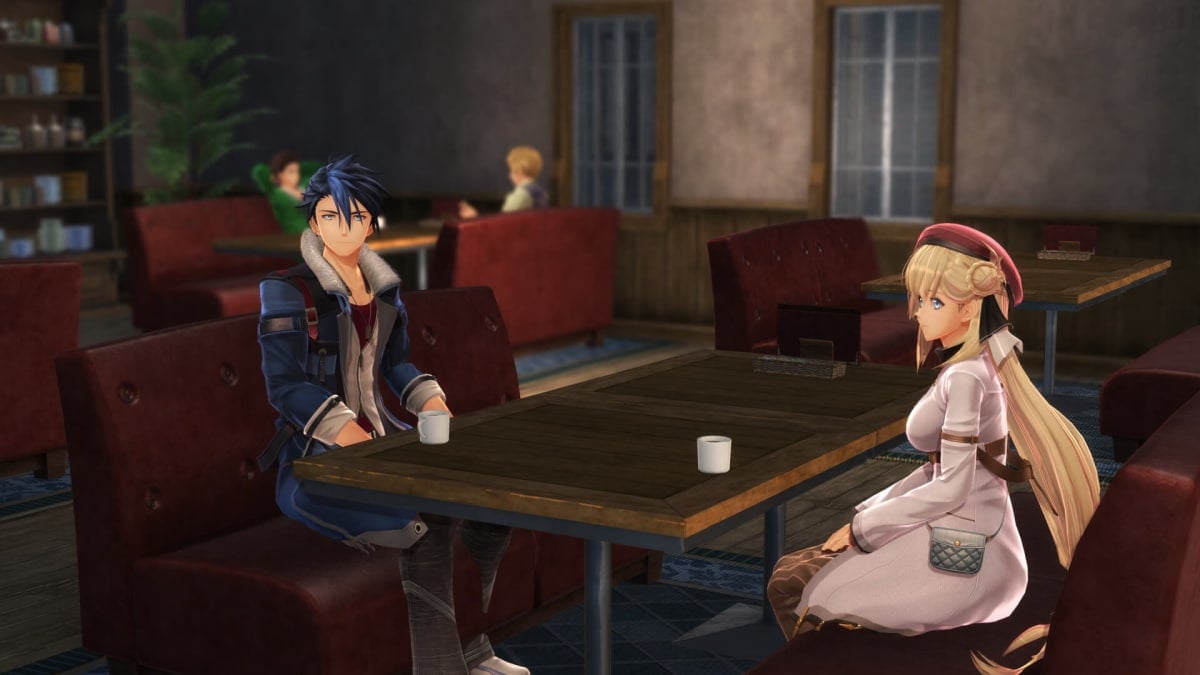Van and Agnes sitting at a table in Trails through Daybreak, on which Andrew Dice and Carpe Fulgur were apparently working
