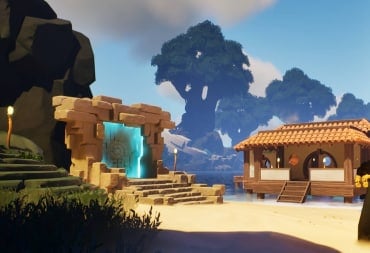 An Ancient's Gate and a Small House on a Beach in Voyagers of Nera