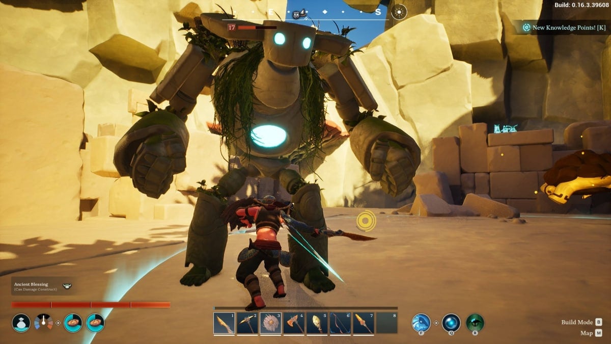 Fighting a Construct in Ruins in Voyagers of Nera