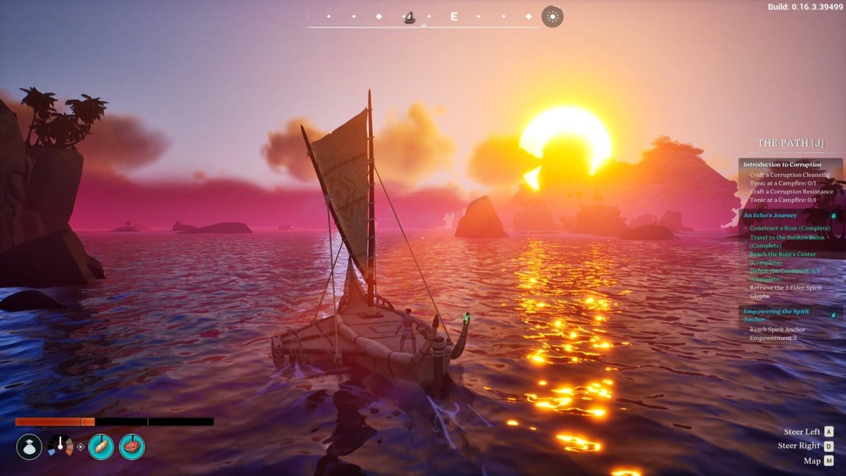 Sailing on a Boat in Voyagers of Nera with the Sun Rising in the Distance