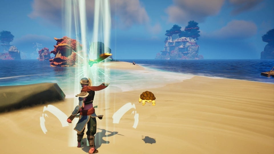 Using the  Windswell Spirit Ability on a Beach in Voyagers of Nera