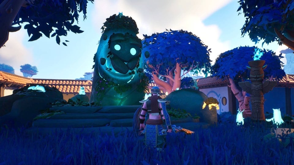 The Player Character Standing in Front of a Spirit Anchor in Voyagers of Nera