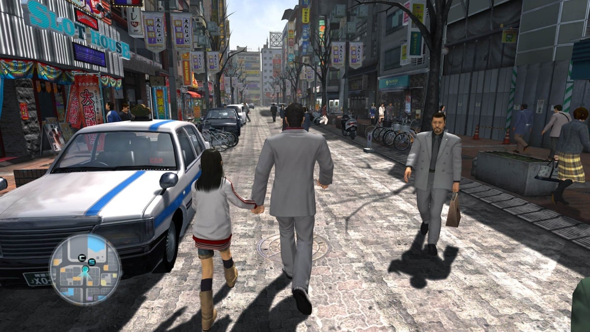 Kiryu and Haruka walking hand-in-hand through Kamurocho in Yakuza 3 Remastered, which could be about to pave the way for Yakuza Kiwami 3