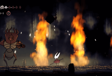 Hornet fighting The Last Judge with fire erupting around her.